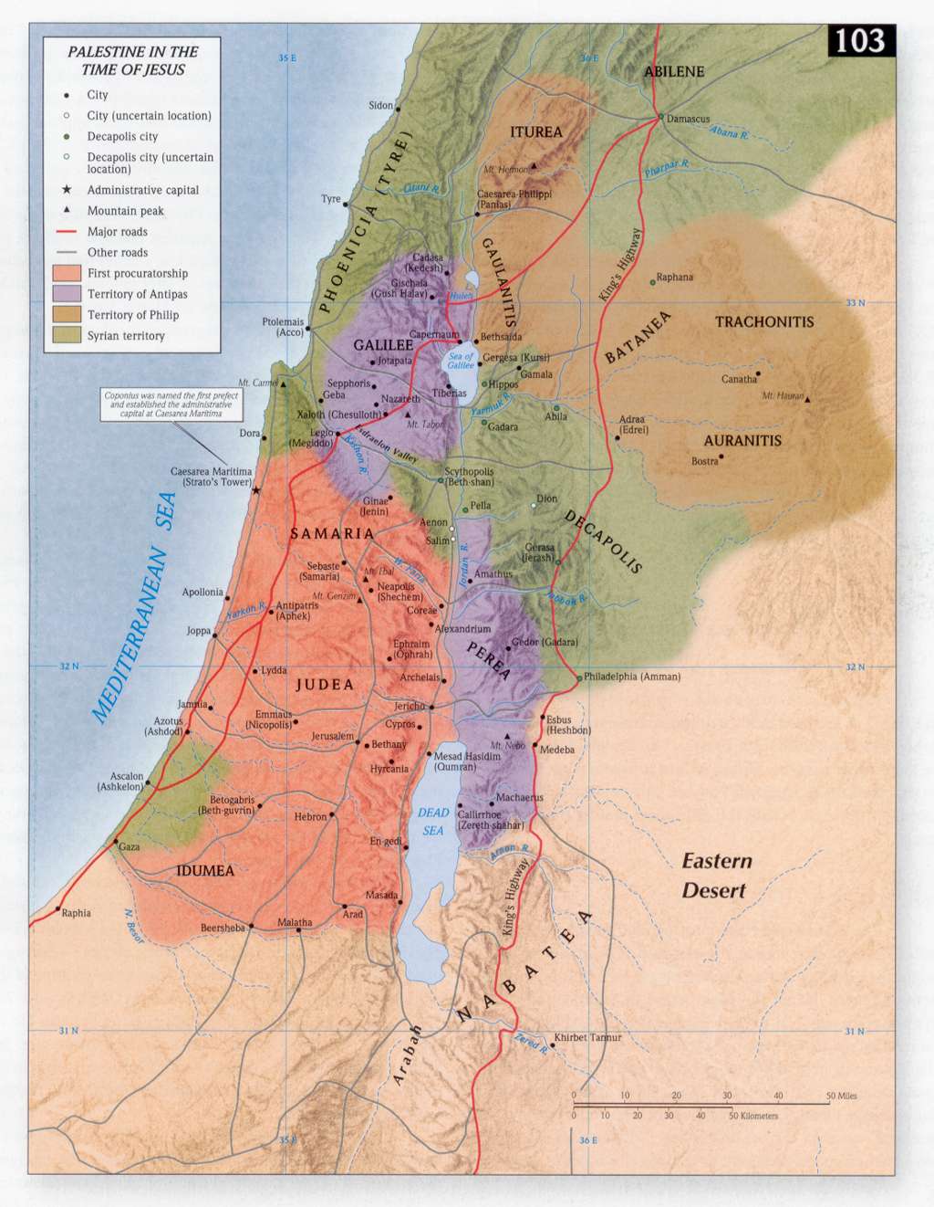 Map of Palestine in the time of Jesus