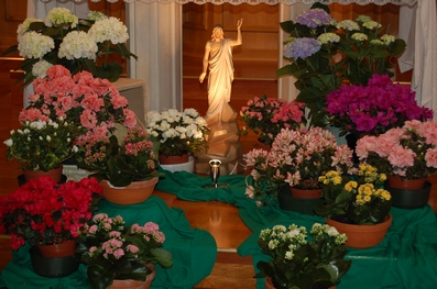 flowers on altar