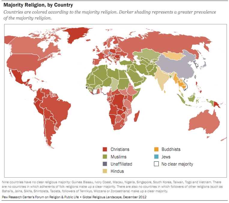 World Religions 2010 Map - Pew Forum Report